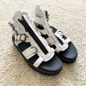 Dr. Martens White Buckle Sandals